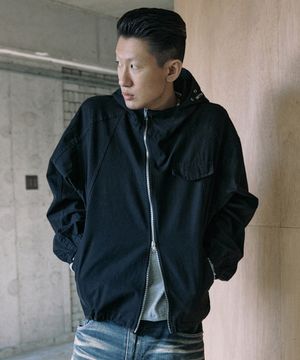 필드 코튼 지퍼 자켓 - 블랙