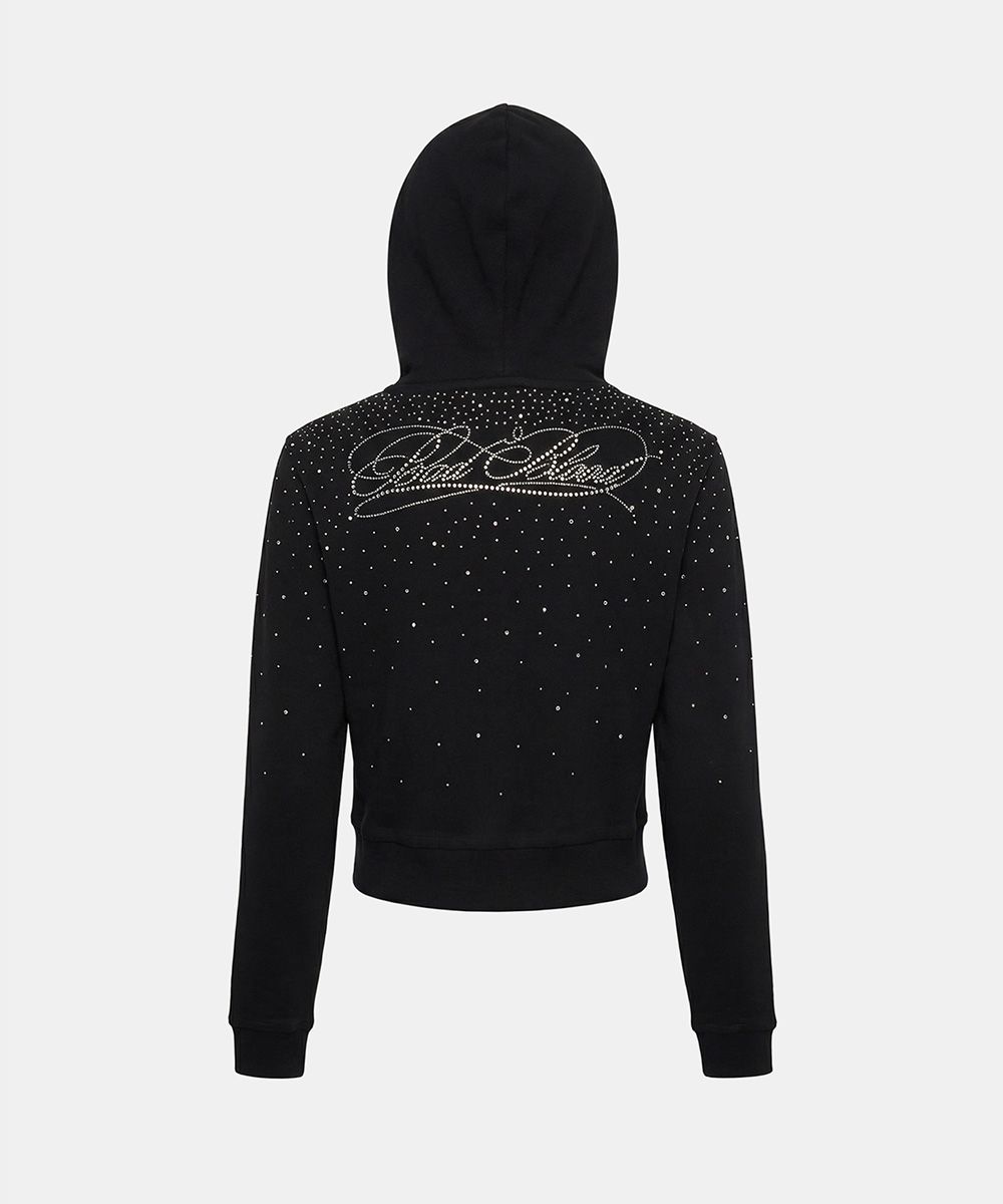 MUSINSA | BADBLOOD Dark Classic Rhinestone Hooded Zip-Up Slim Fit