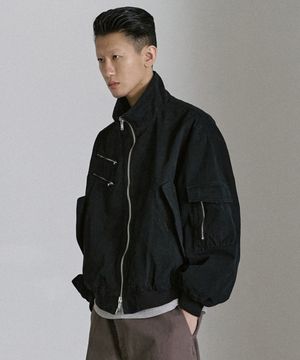 [피인오 X 디나쑈] 하이넥 플라이트 자켓 - 블랙