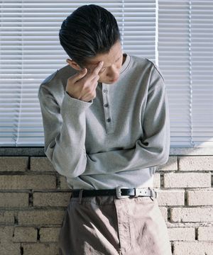 소프트 웨스턴 리브드 롱 슬리브 - 멜란지