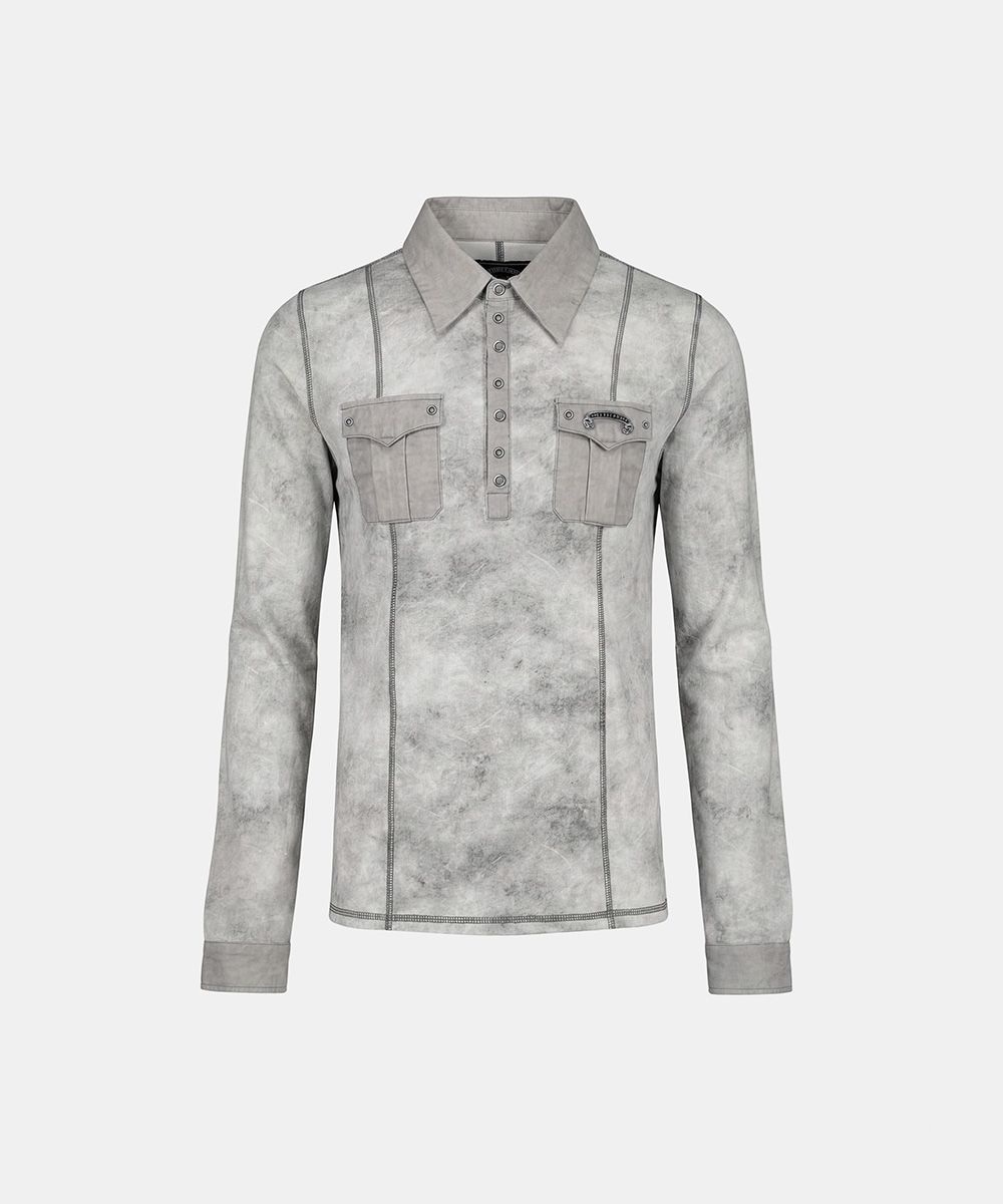 MUSINSA | BADBLOOD Viper Cotton Rib Polo Shirt - White