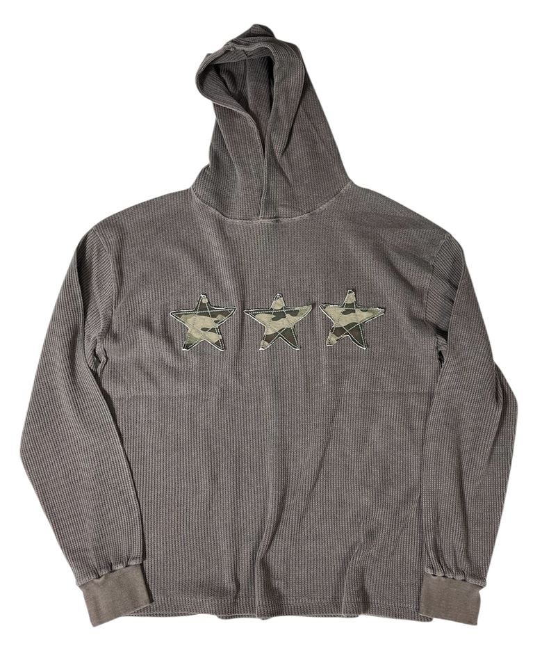 Stars Pigment Waffle Hoodie ((brown))