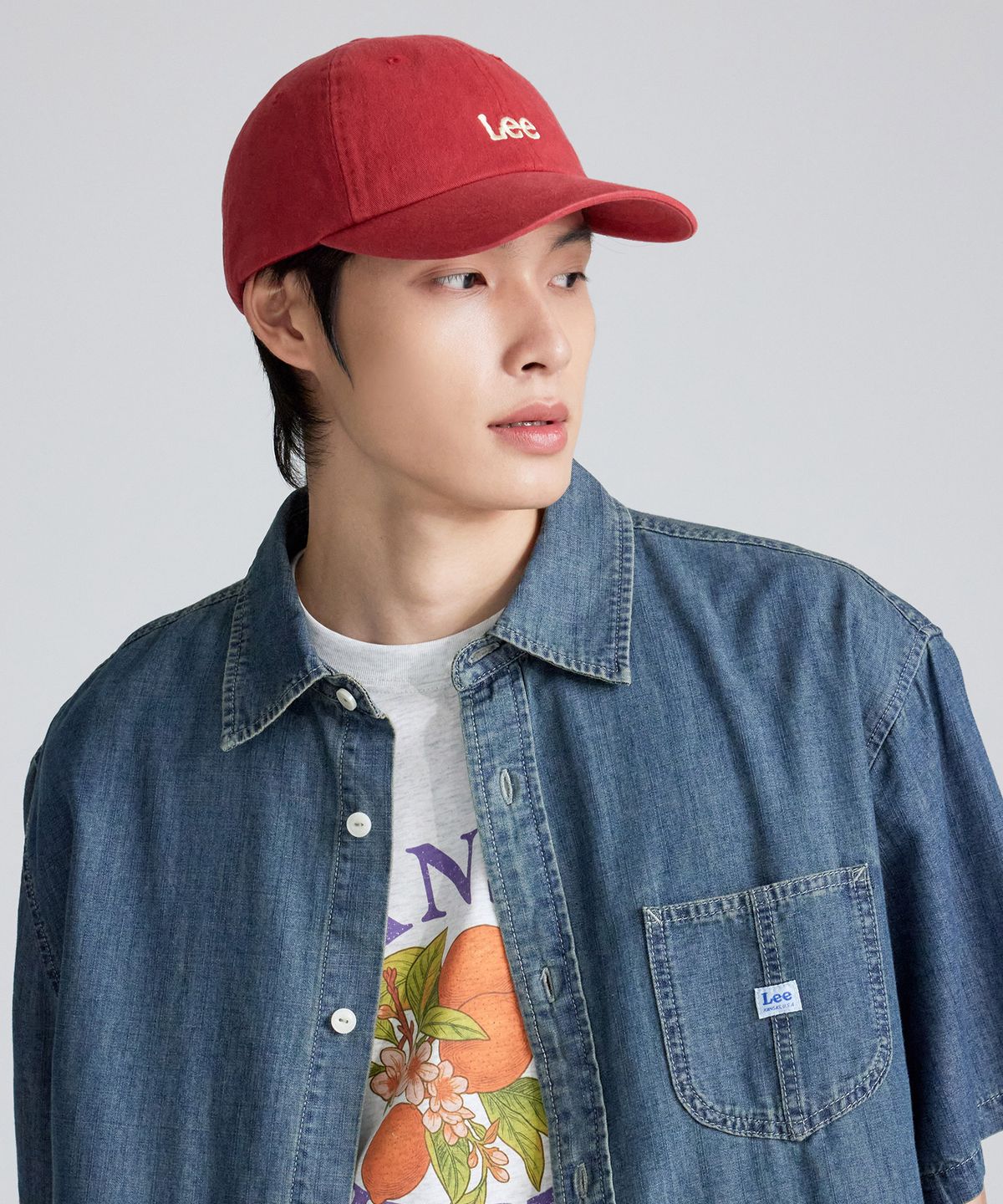 리(LEE) 스몰 트위치 로고 코튼 볼캡 레드