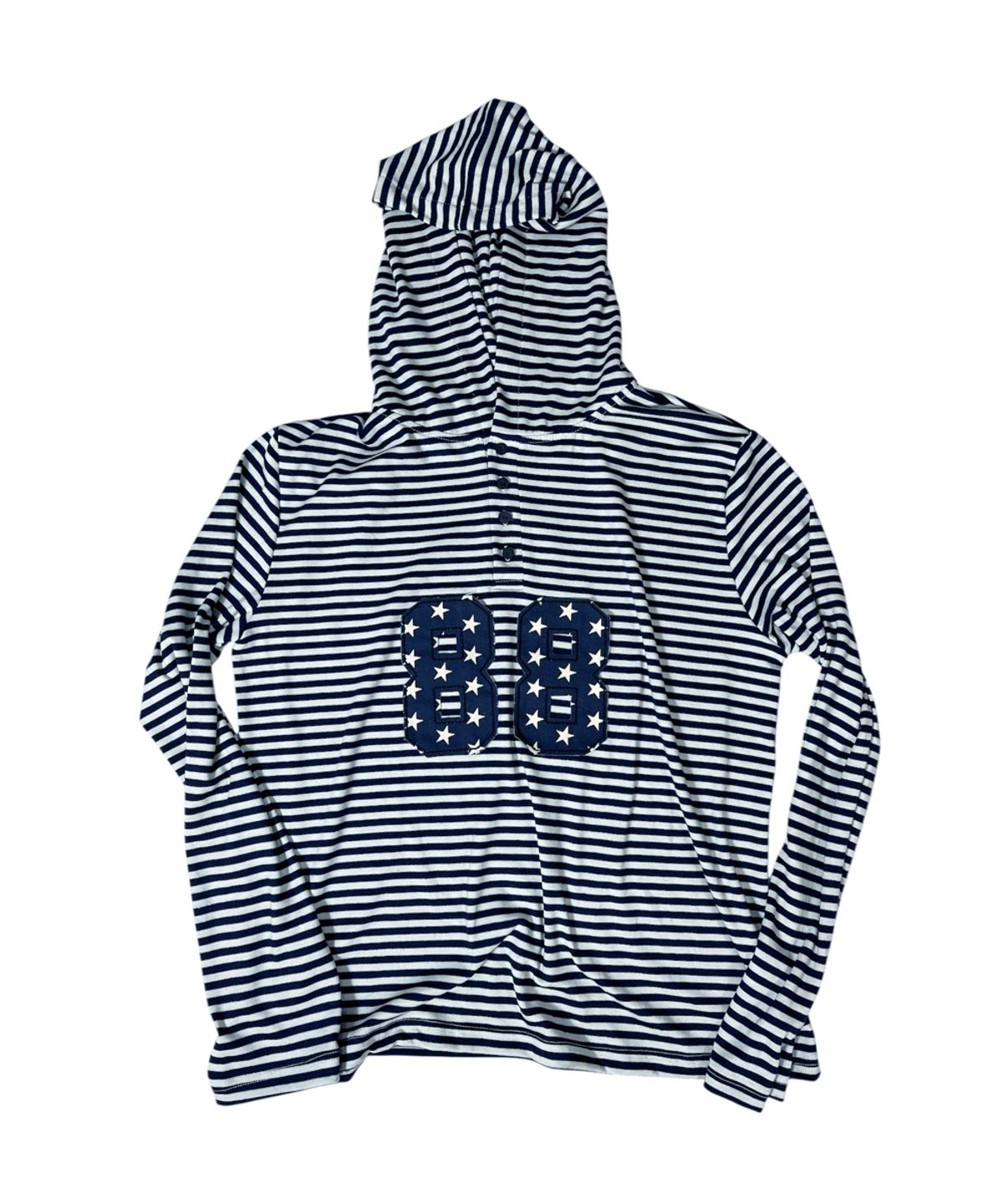 스케이터락(SK8ER ROCK) 88 Stripe Henley Neck Hoodie ((white*navy))