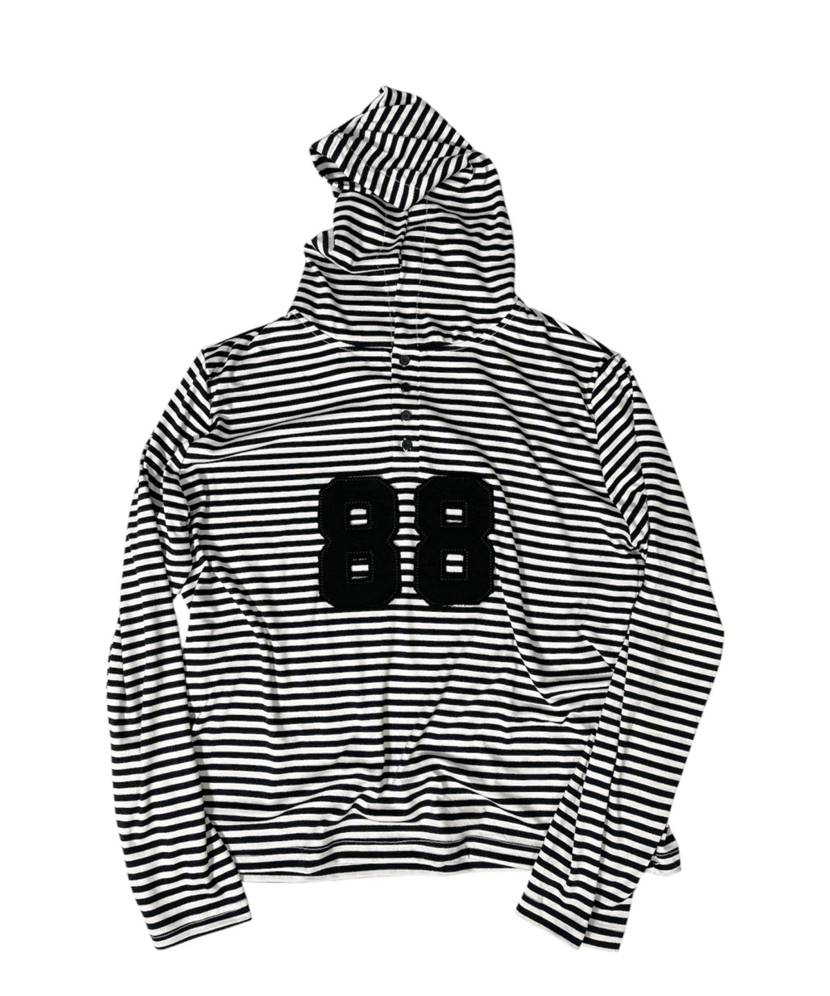 스케이터락(SK8ER ROCK) 88 Stripe Henley Neck Hoodie ((ivory*black))