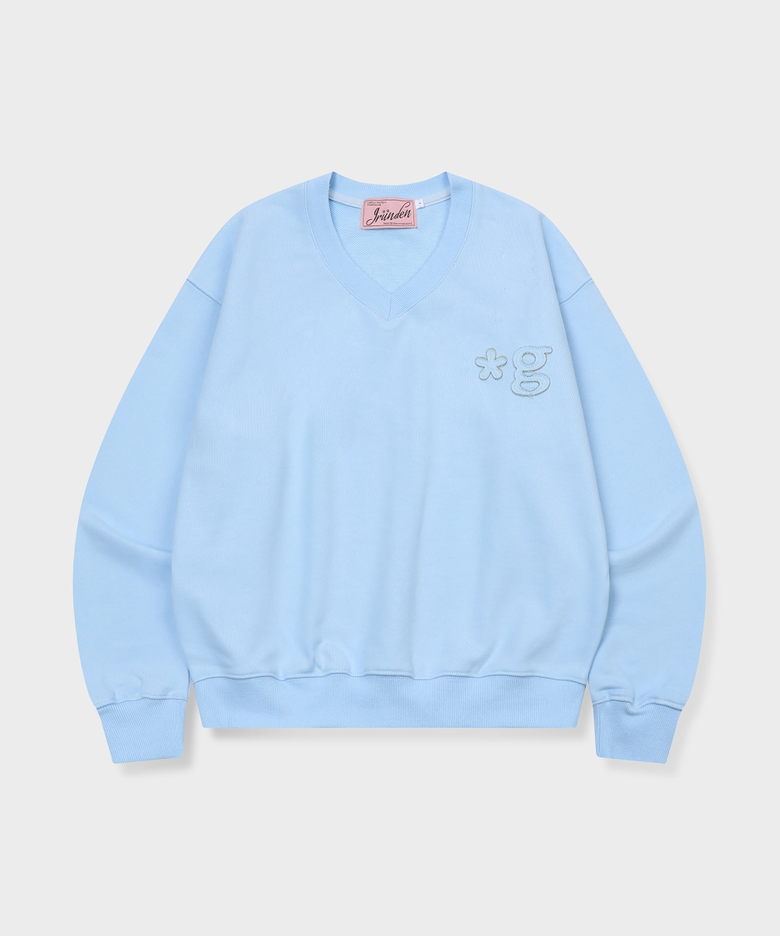 SIGNATURE LOGO V NECK SWEATSHIRT (BABY BLUE)
