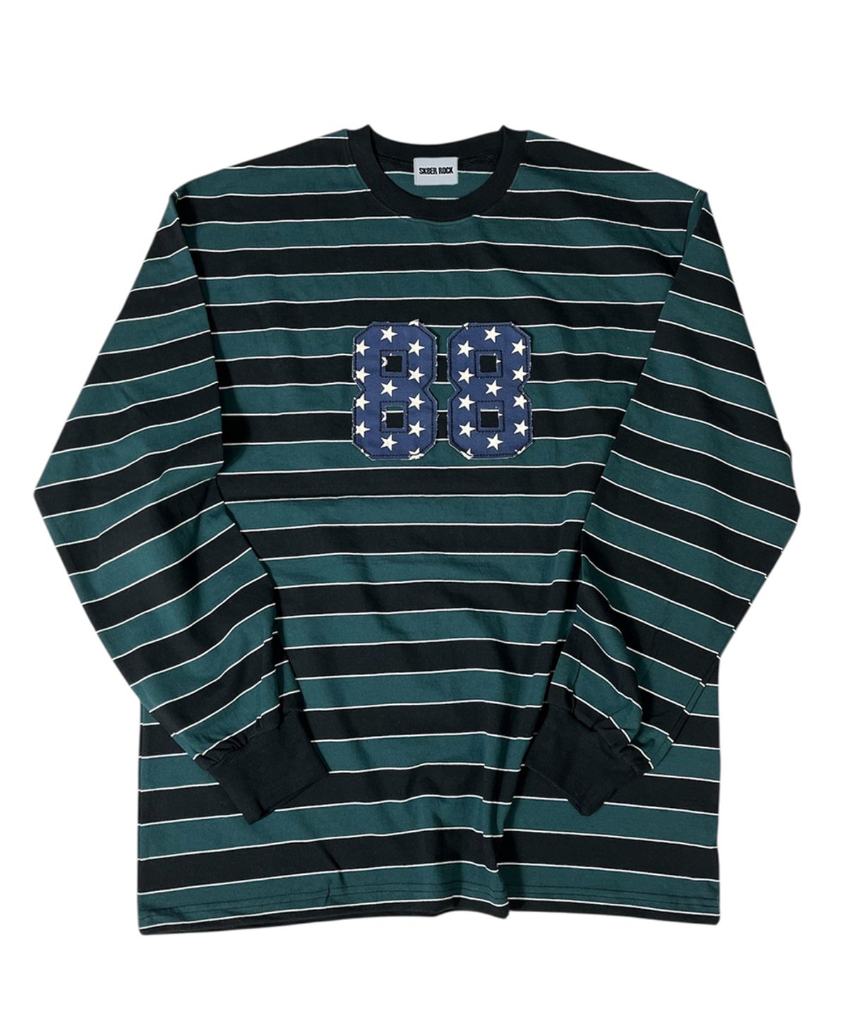 스케이터락(SK8ER ROCK) Old School Stripe T-shirt ((dark green*black))