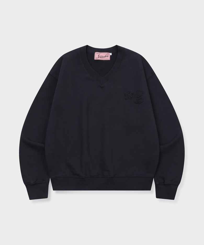 SIGNATURE LOGO V NECK SWEATSHIRT (DARK NAVY)
