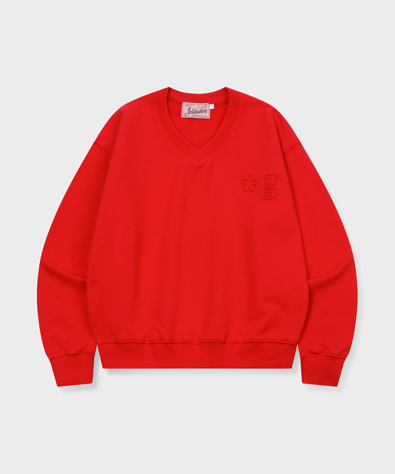 SIGNATURE LOGO V NECK SWEATSHIRT (RED)