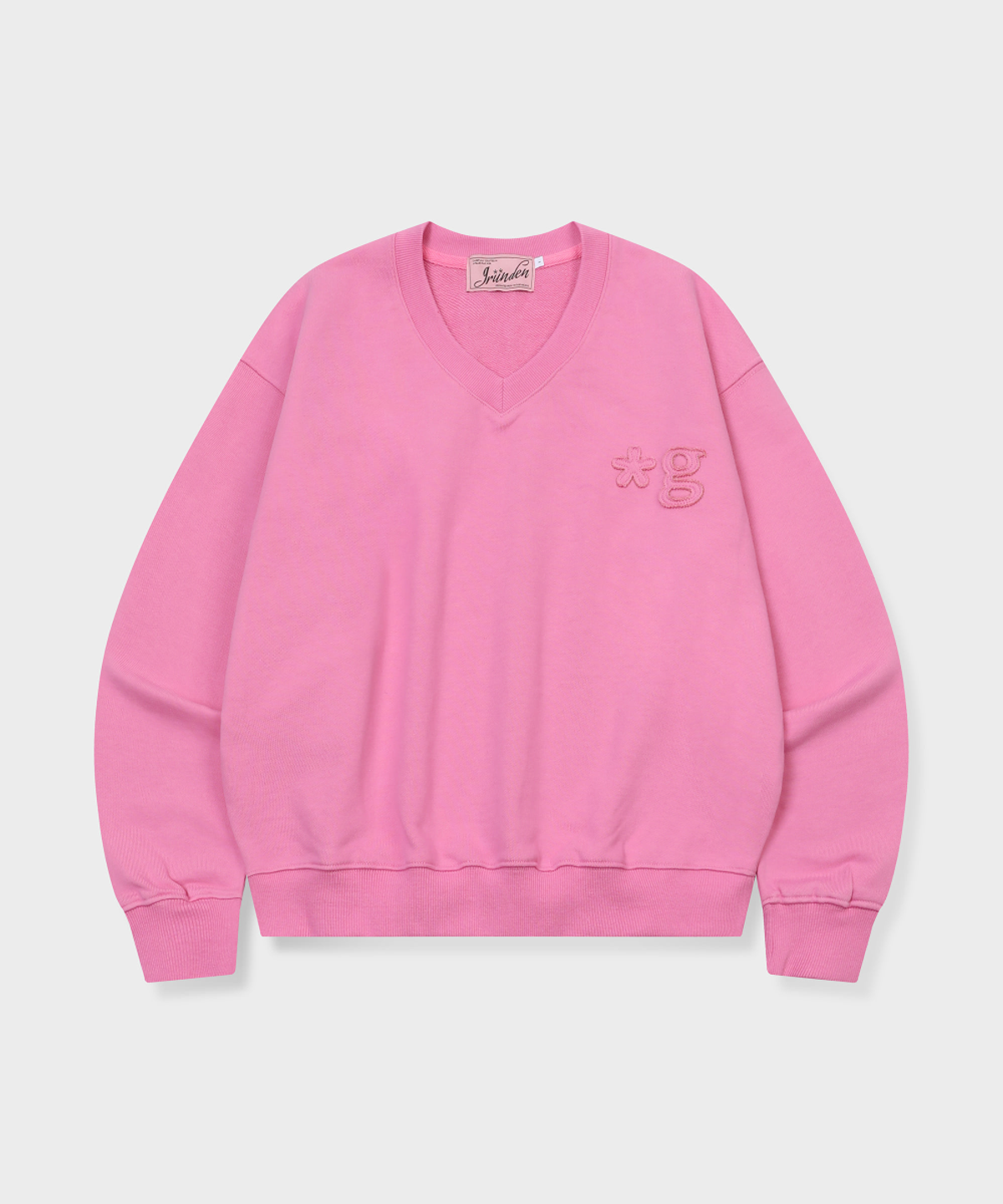 글런든(GRUNDEN) SIGNATURE LOGO V NECK SWEATSHIRT (PINK)