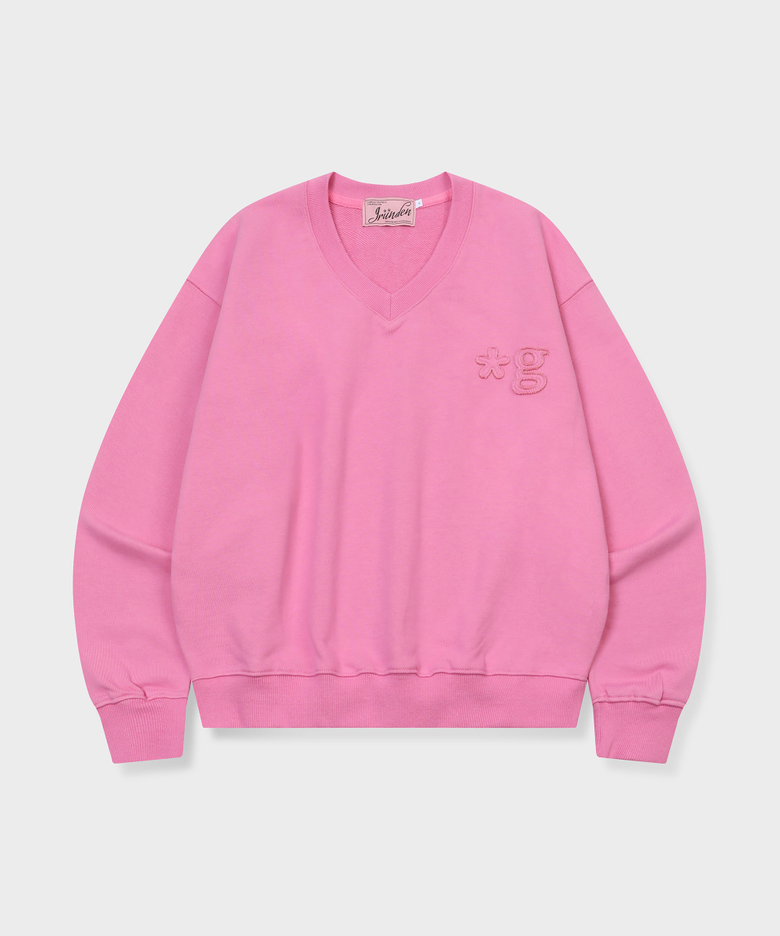 SIGNATURE LOGO V NECK SWEATSHIRT (PINK)