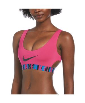 여자비키니 로고 테잎 빅 스우시 스쿱 넥 비키니 탑 NESSC263-672