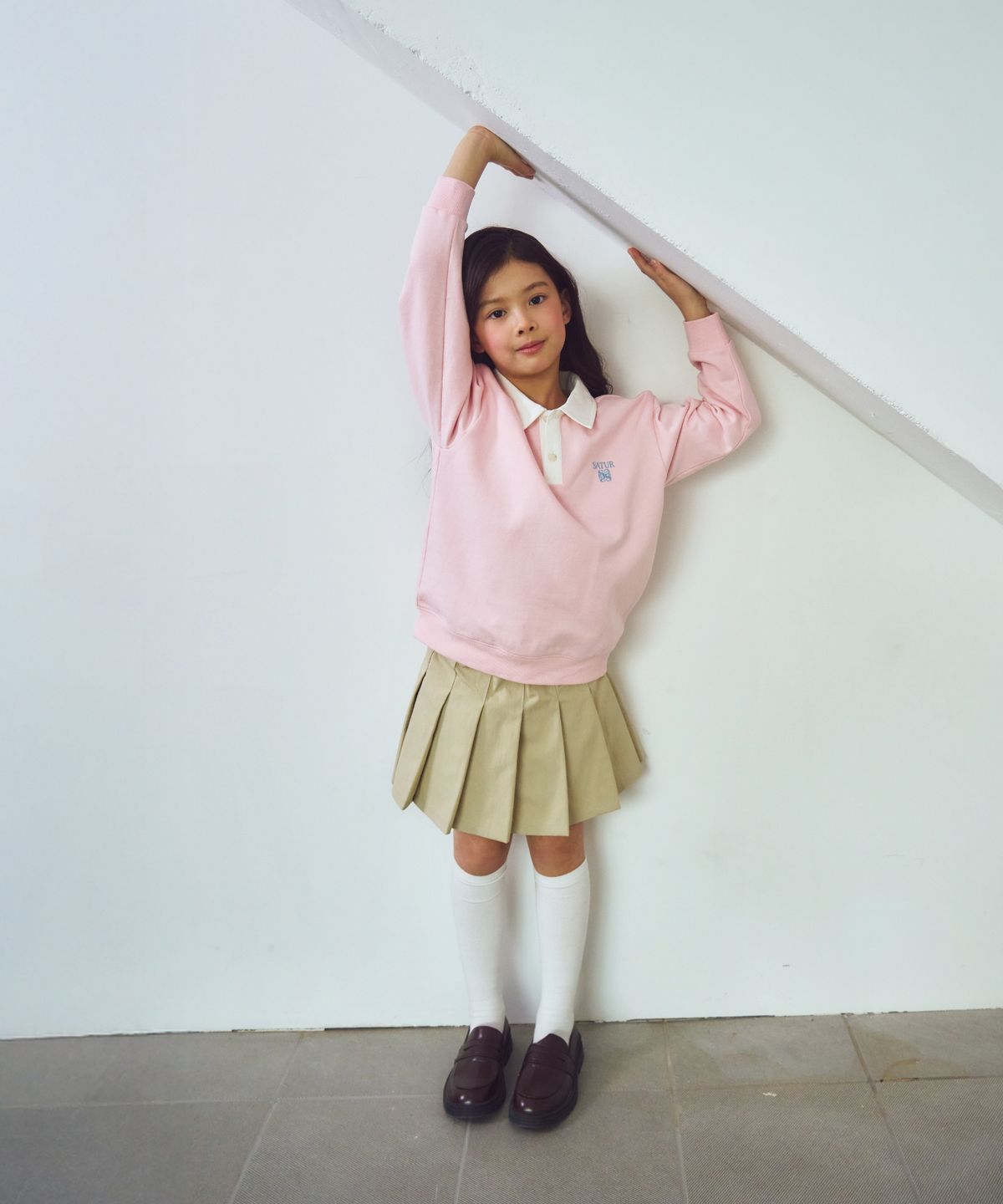 세터 키즈(SATUR KIDS) (K) 밴딩 플리츠 스커트 베이지
