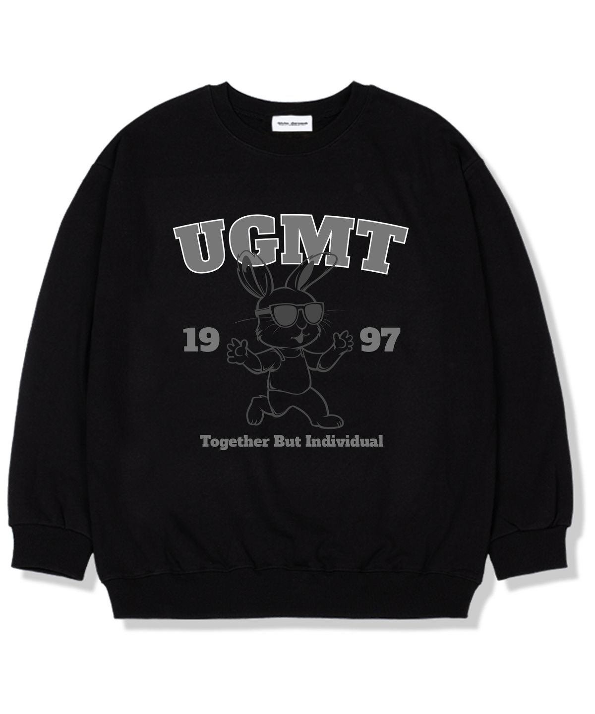 유니온가먼츠(UNION GARMENTS) 더런래빗 기모안감 오버핏 맨투맨 티셔츠 블랙