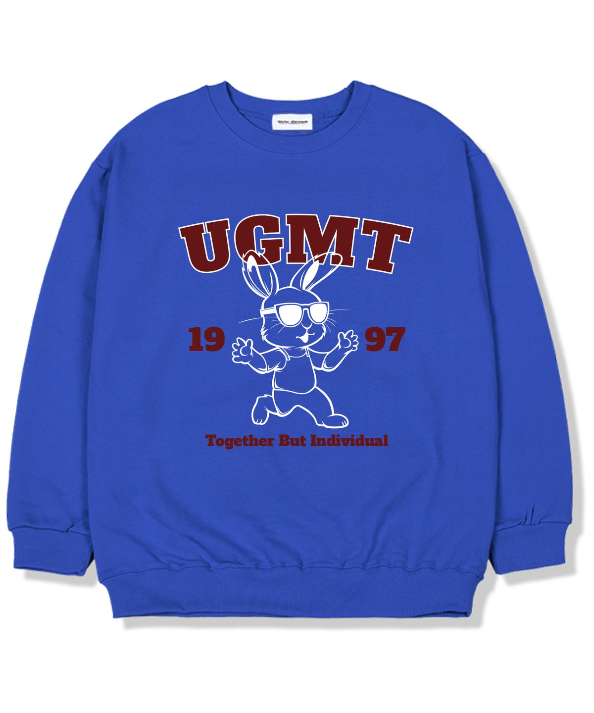 유니온가먼츠(UNION GARMENTS) 더런래빗 기모안감 오버핏 맨투맨 티셔츠 블루