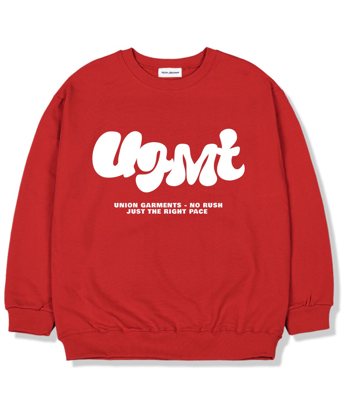 유니온가먼츠(UNION GARMENTS) 라이트패이스 기모안감 오버핏 맨투맨 티셔츠 레드
