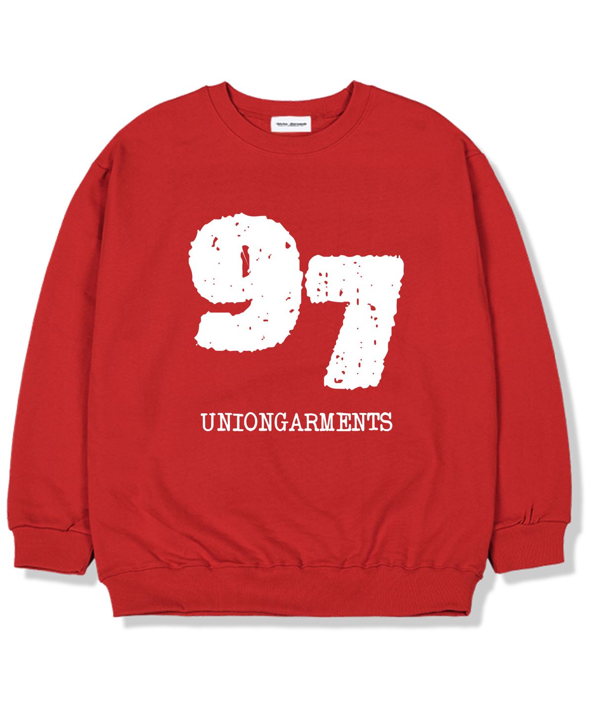 유니온가먼츠(UNION GARMENTS) 97가먼츠 기모안감 오버핏 맨투맨 티셔츠 레드
