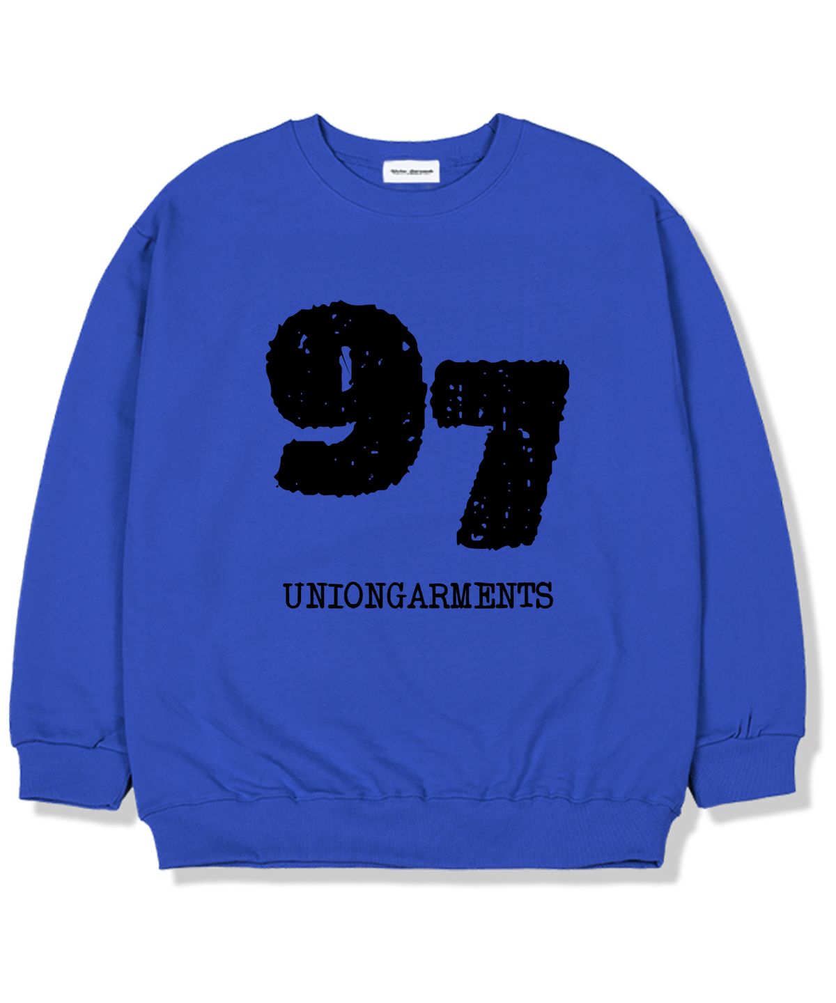 유니온가먼츠(UNION GARMENTS) 97가먼츠 기모안감 오버핏 맨투맨 티셔츠 블루