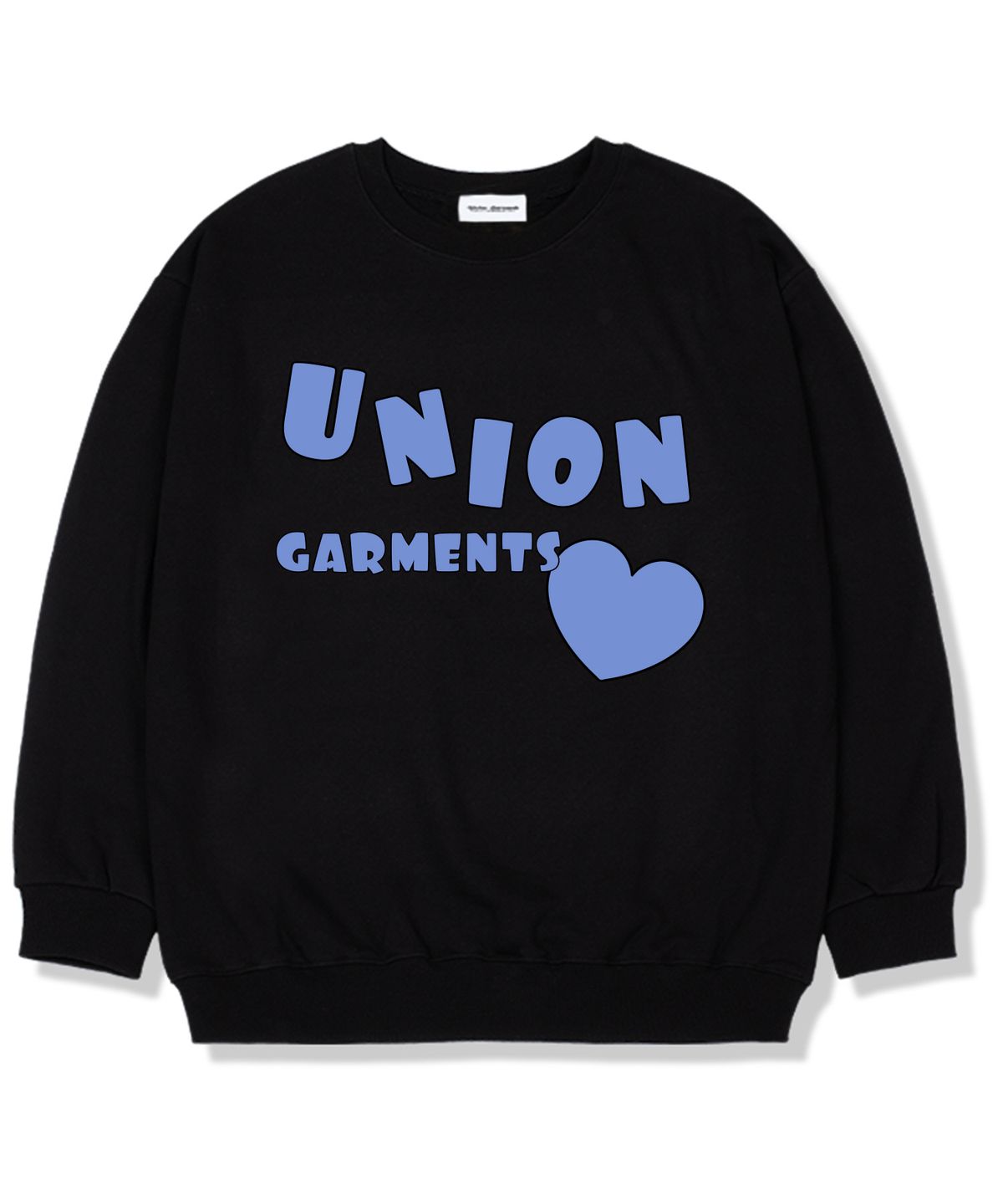 유니온가먼츠(UNION GARMENTS) 몰하트 기모안감 오버핏 맨투맨 티셔츠 블랙