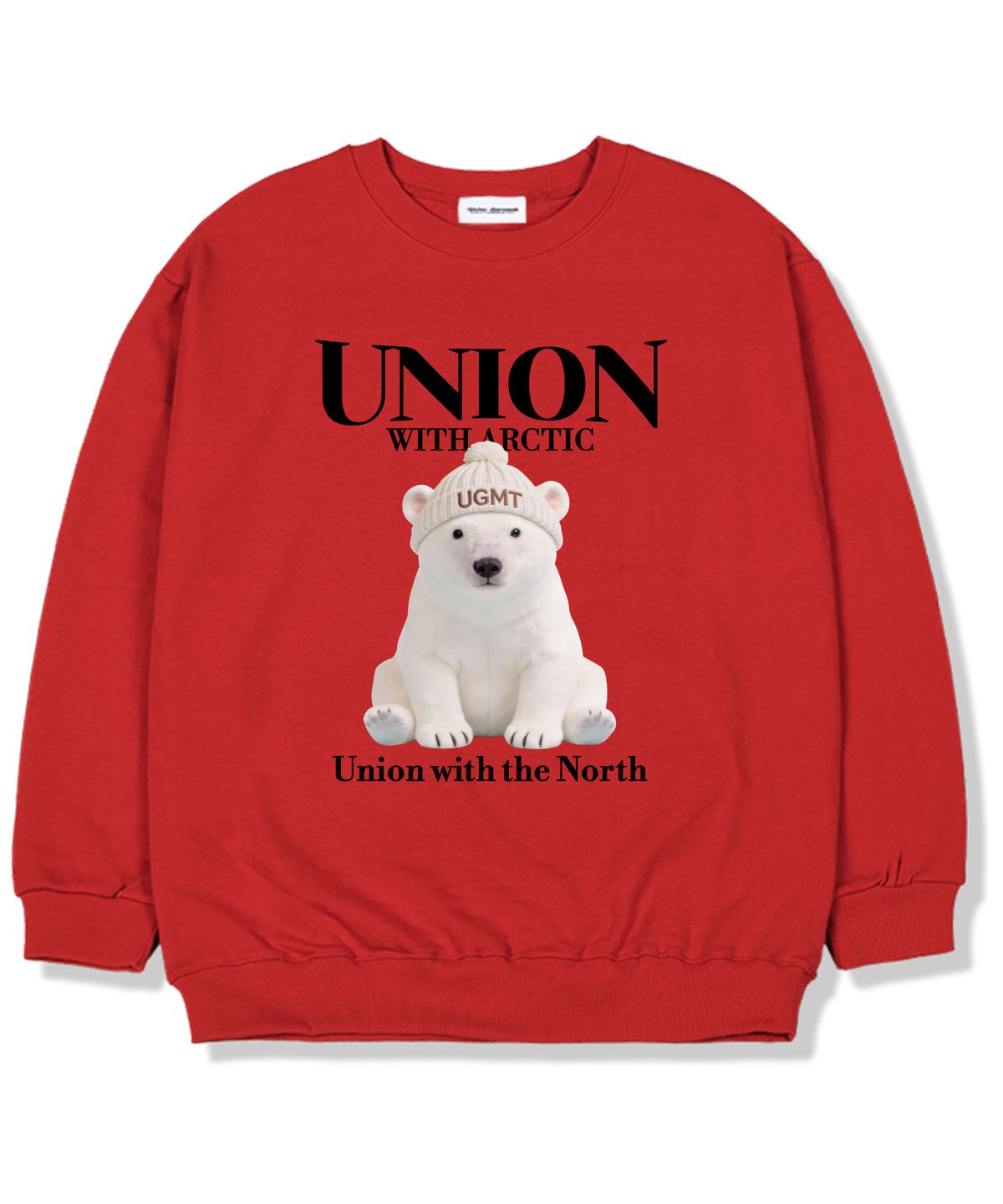 유니온가먼츠(UNION GARMENTS) UGMT베어 기모안감 오버핏 맨투맨 티셔츠 레드