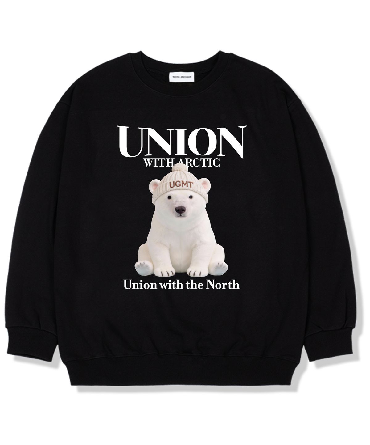 유니온가먼츠(UNION GARMENTS) UGMT베어 기모안감 오버핏 맨투맨 티셔츠 블랙