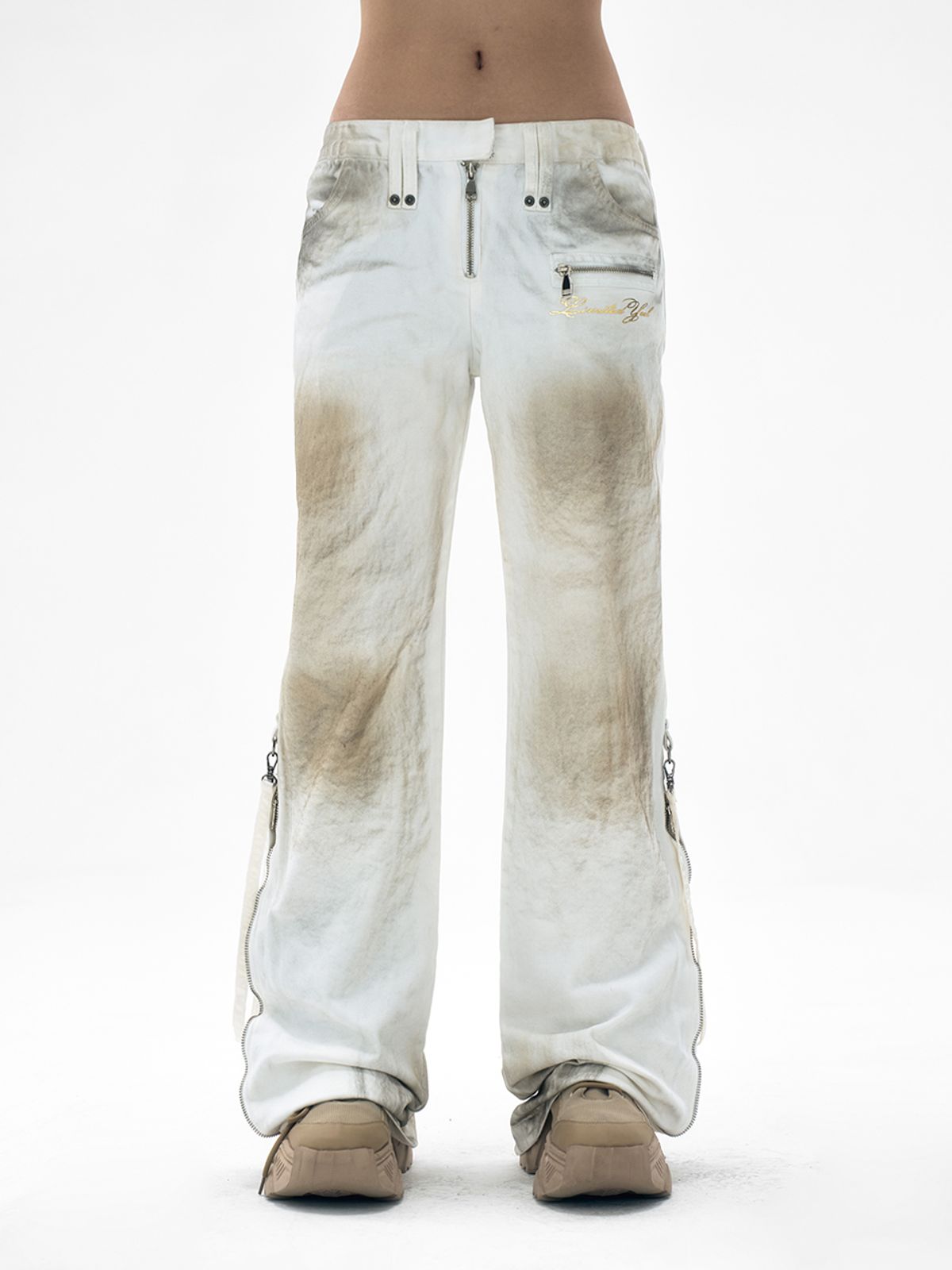 와이이이엘(YEEL) DIRTY WASHED ZIPPER PANTS WHITE