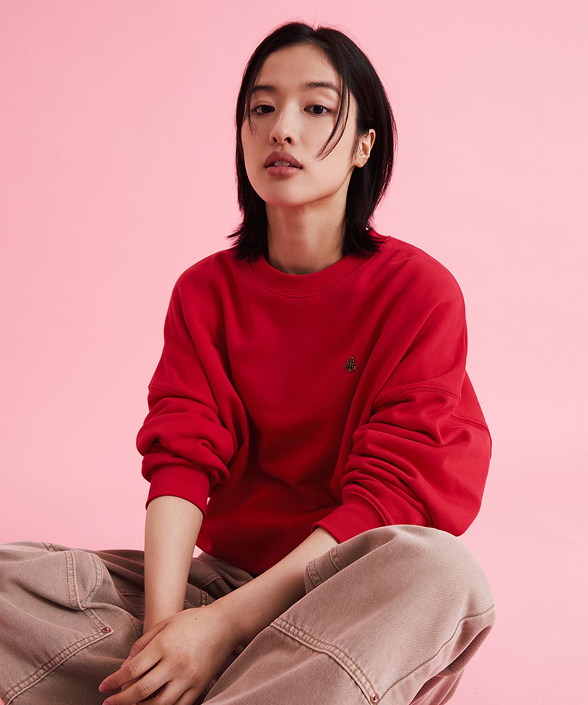 유니폼브릿지(UNIFORM BRIDGE) oversized anchor sweatshirt red