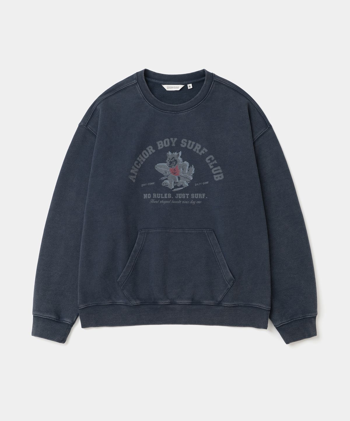 유니폼브릿지(UNIFORM BRIDGE) anchor boy dyeing sweatshirt navy