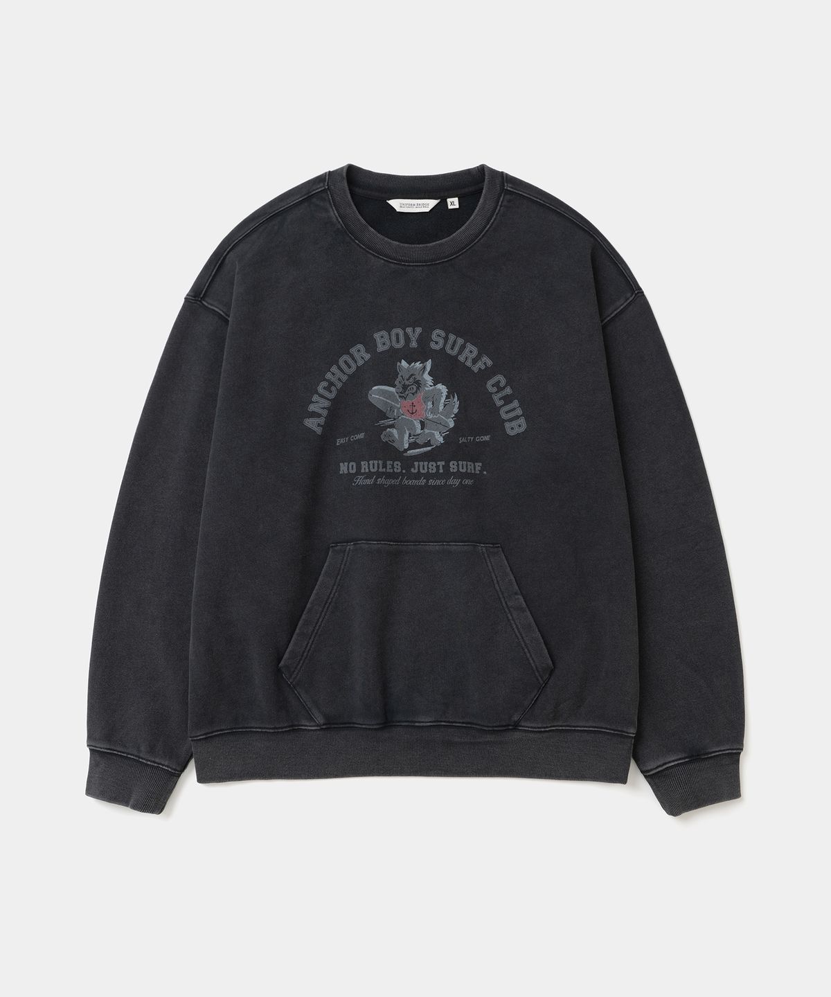 유니폼브릿지(UNIFORM BRIDGE) anchor boy dyeing sweatshirt black
