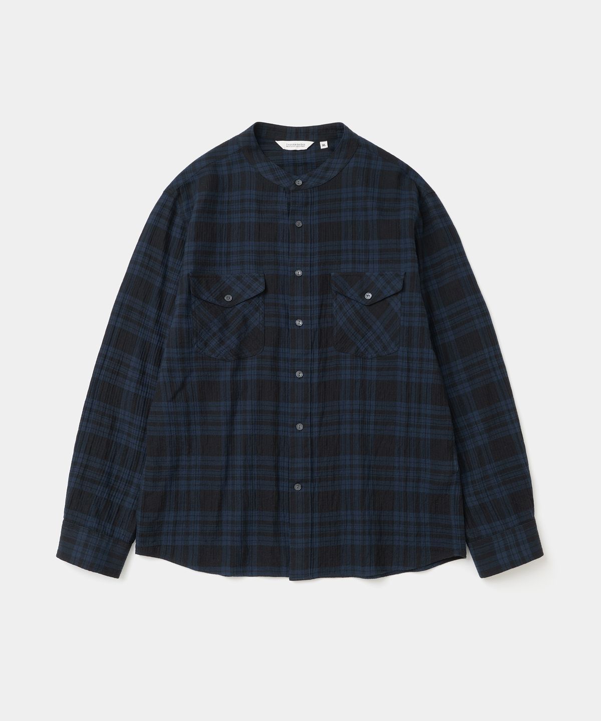 유니폼브릿지(UNIFORM BRIDGE) band collar check shirt blue