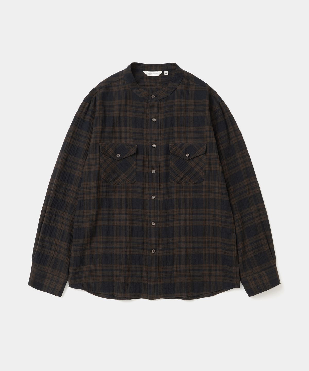 유니폼브릿지(UNIFORM BRIDGE) band collar check shirt brown