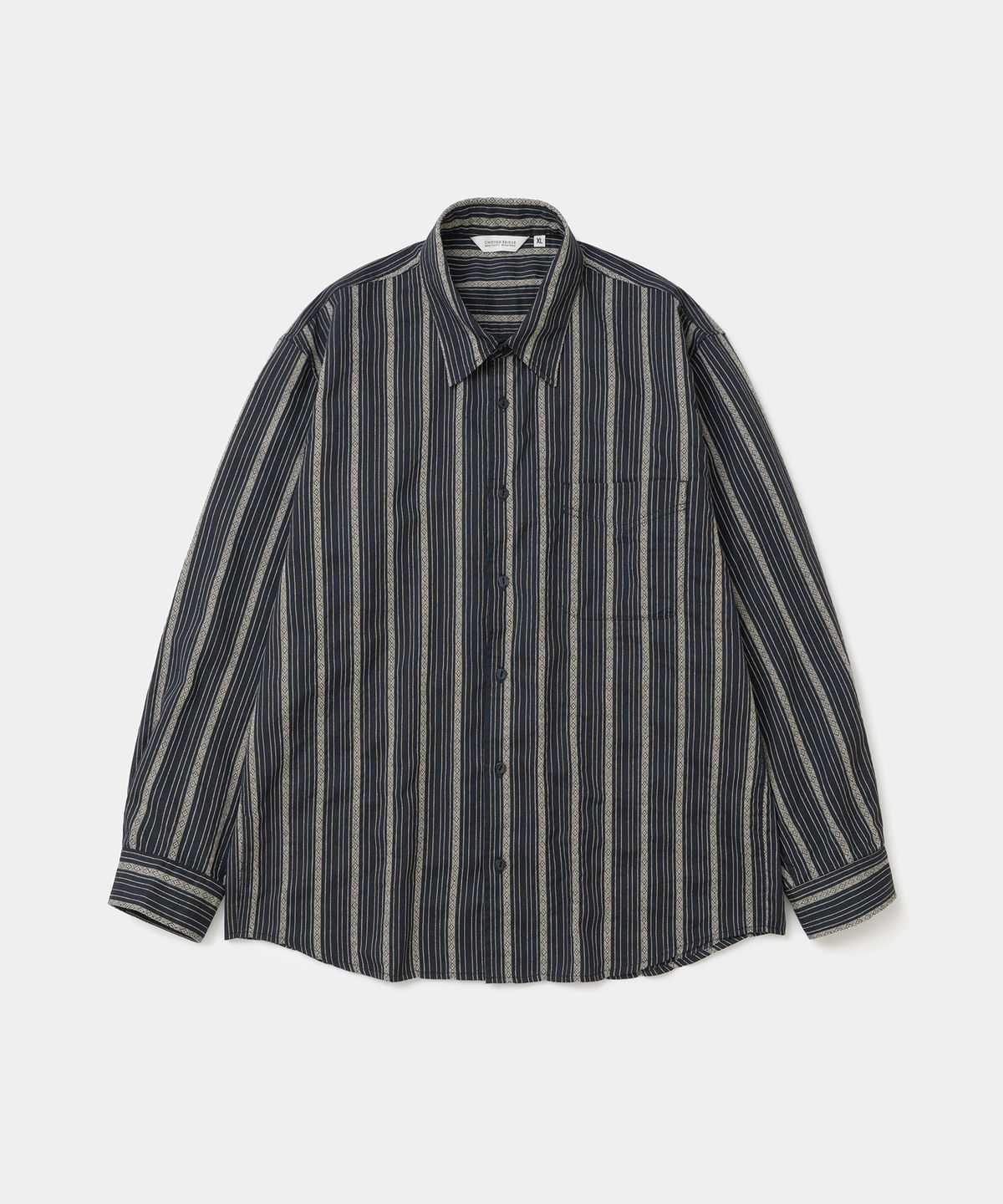유니폼브릿지(UNIFORM BRIDGE) ethnic stripe shirt dark navy