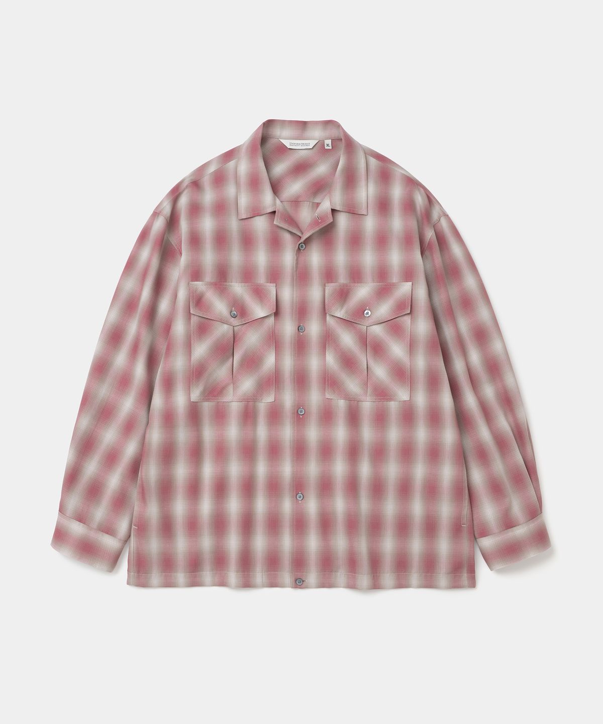 유니폼브릿지(UNIFORM BRIDGE) open collar check shirt pink