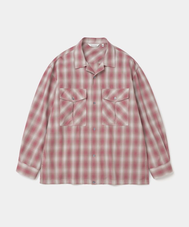 open collar check shirt pink