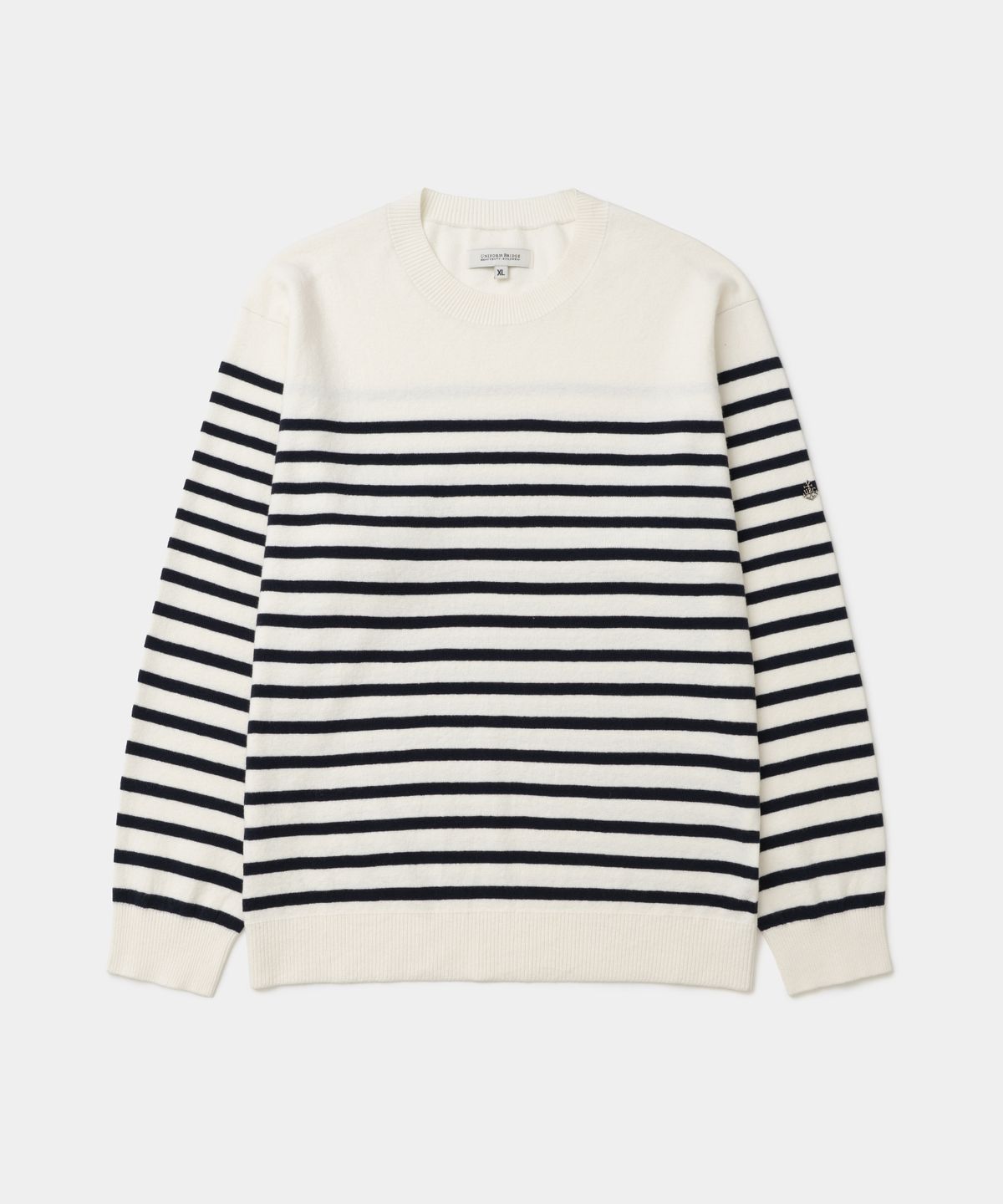 유니폼브릿지(UNIFORM BRIDGE) marine stripe crew neck knit ivory