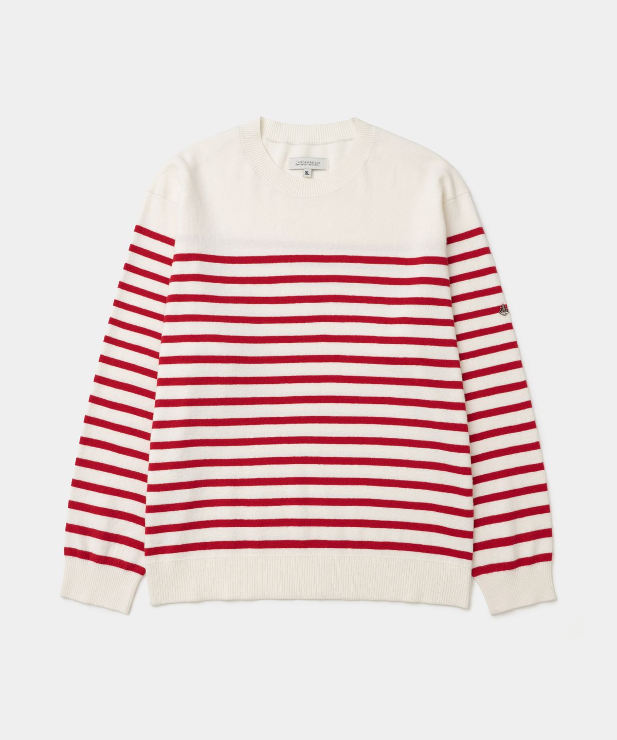 유니폼브릿지(UNIFORM BRIDGE) marine stripe crew neck knit red