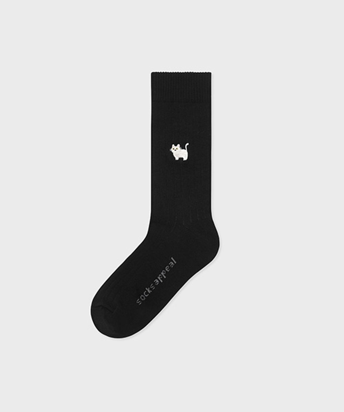 삭스어필(SOCKS APPEAL) rib embroidery grey cat