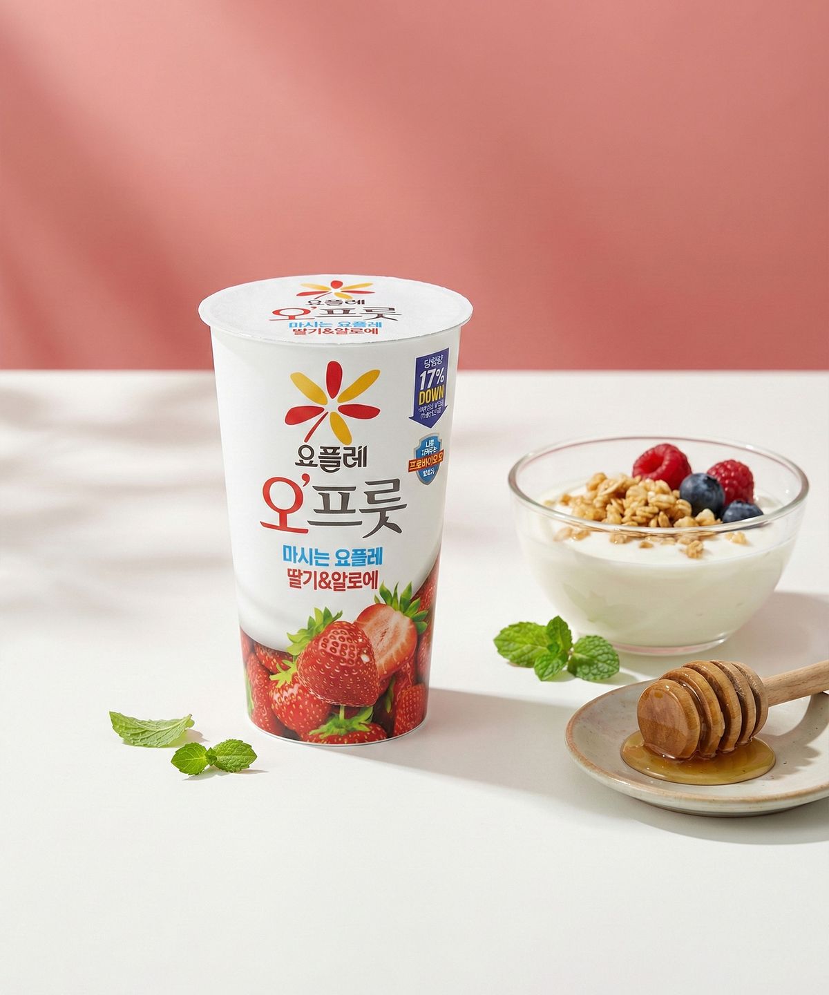 빙그레(BINGGRAE) 요플레 오프룻 딸기&알로에 180ml 10개 / 마시는 요거트