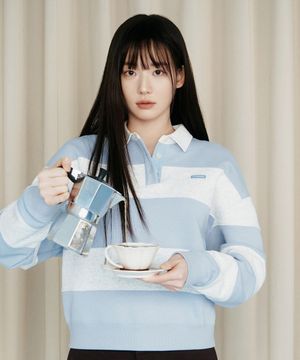 [최윤지 착용] 우먼 럭비 맨투맨 헤더 그레이