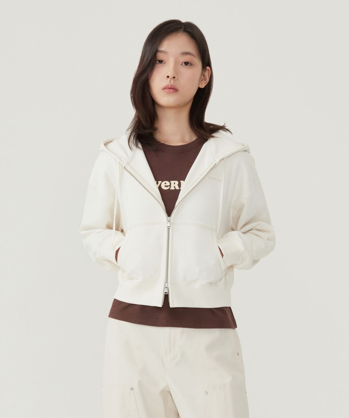 커버낫 우먼(COVERNAT WOMAN) 우먼 베이직 후드집업 아이보리