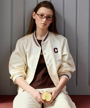 우먼 바시티 자켓 아이보리