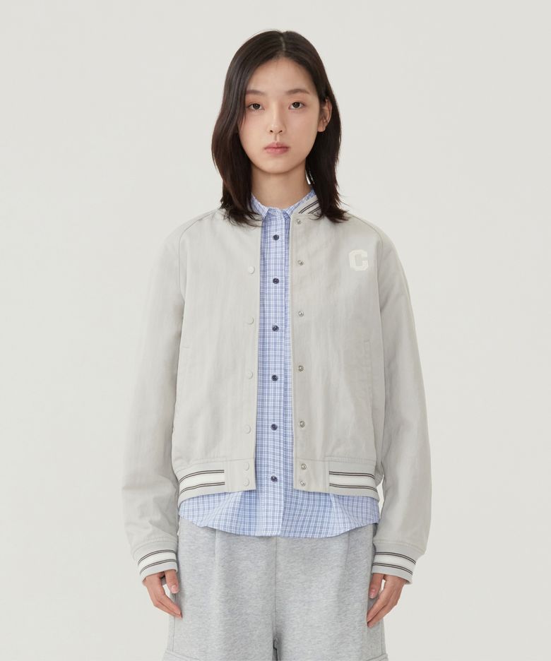 우먼 바시티 자켓 라이트그레이