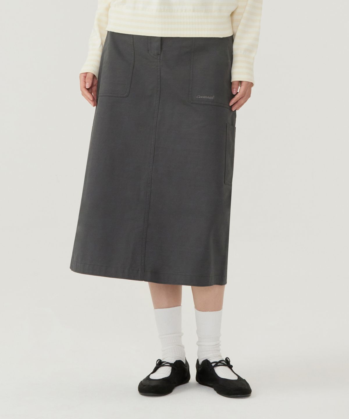 커버낫 우먼(COVERNAT WOMAN) 우먼 퍼티그 스커트 차콜