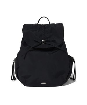 우먼 셔링 플랩 미니 백팩 블랙