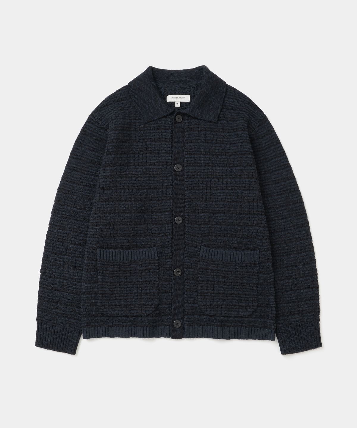 유니폼브릿지(UNIFORM BRIDGE) tweed knit cardigan navy