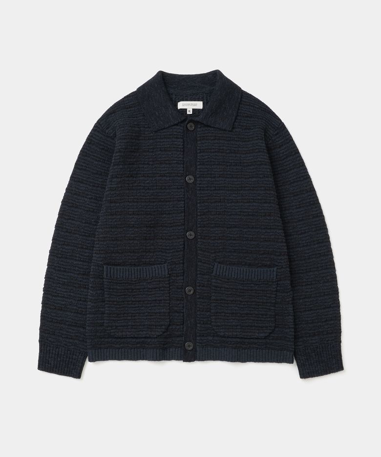 tweed knit cardigan navy