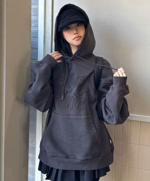 빅 라운드 C.GRAPHY 후디-차콜