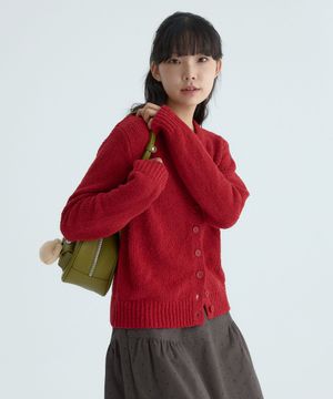 (우먼) 부클 가디건-레드