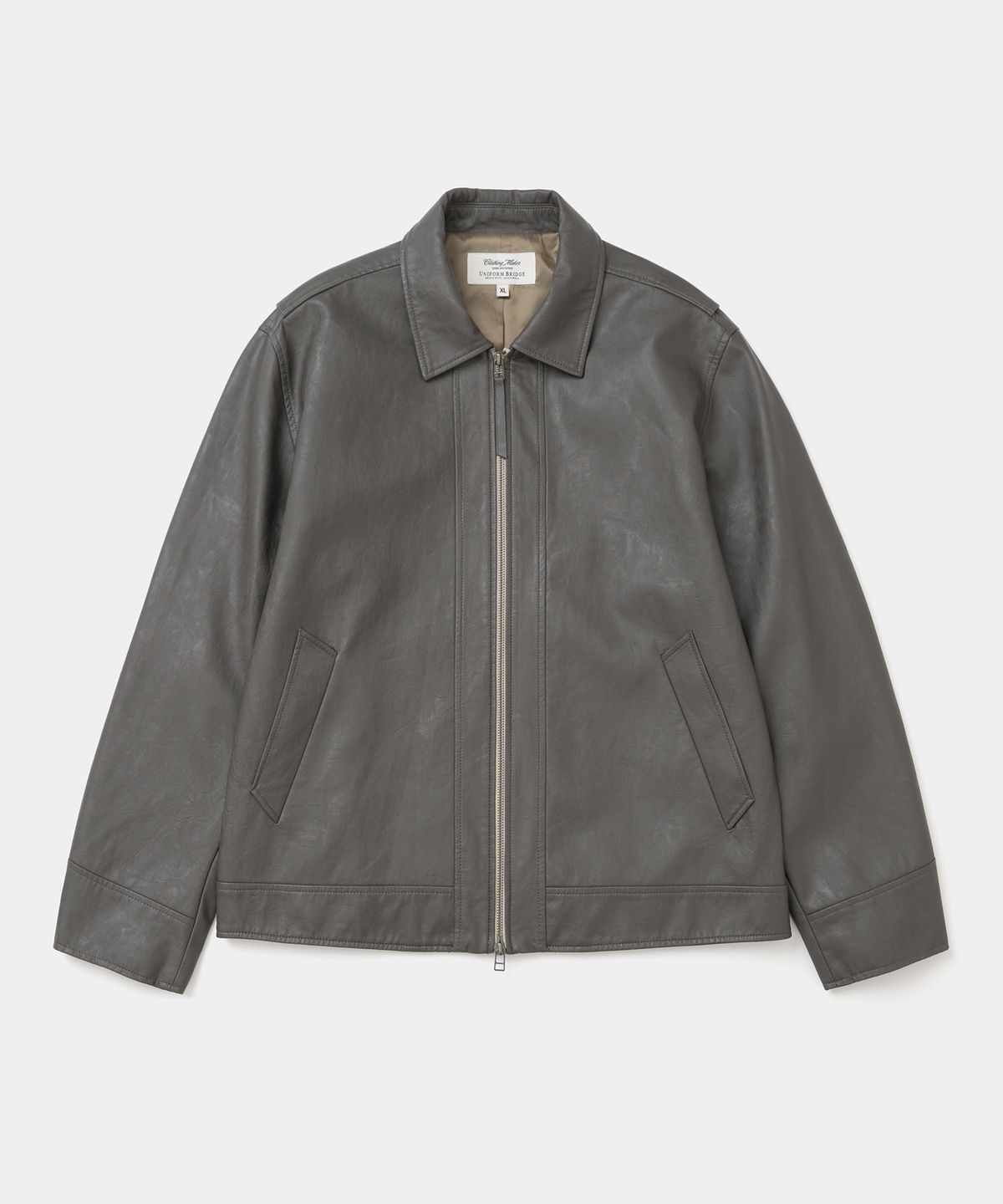 유니폼브릿지(UNIFORM BRIDGE) faux leather single jacket grey