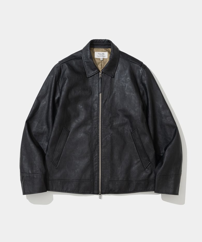 faux leather single jacket black